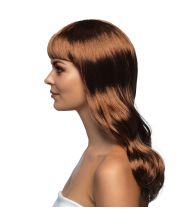 Flot brun paryk med langt hår.