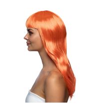 Flot orange paryk med langt hår.
