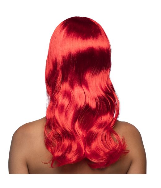 Flot rød paryk med langt hår.