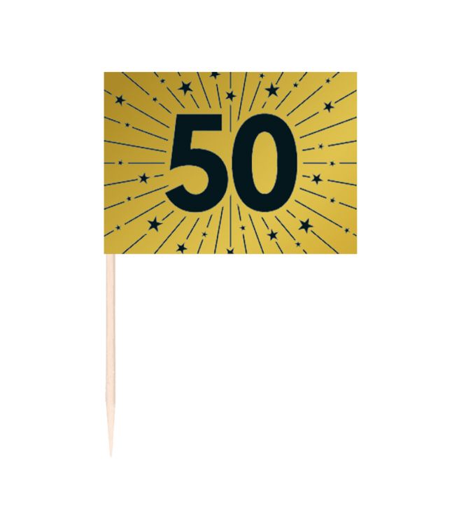 Guld 50 kageflag, 50 stk