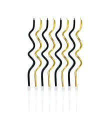 Snoede kagelys, guld og sort 12 cm