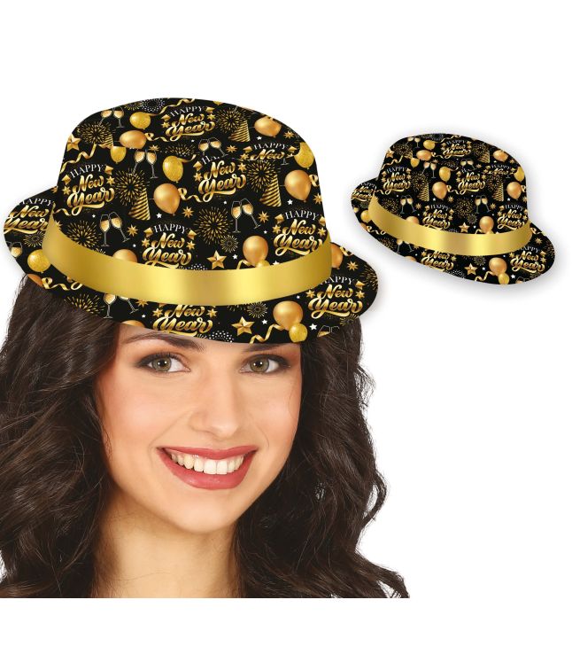 Sort7guld gangster hat happy new year 