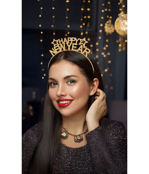 Happy new year hårbøjle m sten