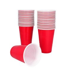 Röda plastmuggar, 40 st.