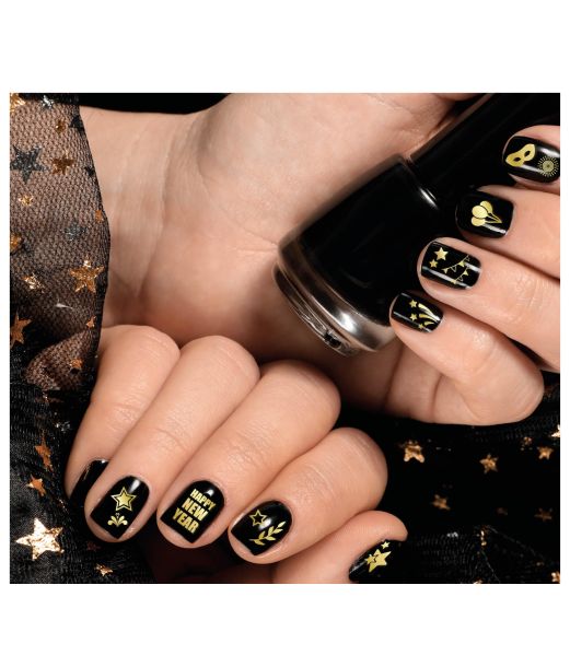 Nytårs negle stickers guld