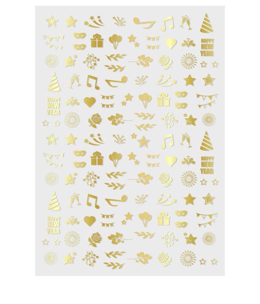 Nytårs negle stickers guld