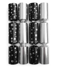 Stort nyår crackers, silver och svarta stjärnor