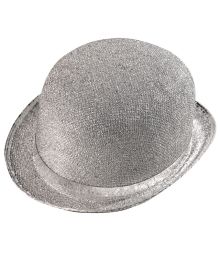Bowlerhatt i silver med glitter