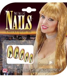 Långa lösnaglar i guld