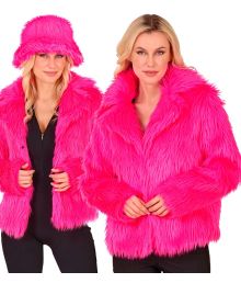 Rosa pälsjacka