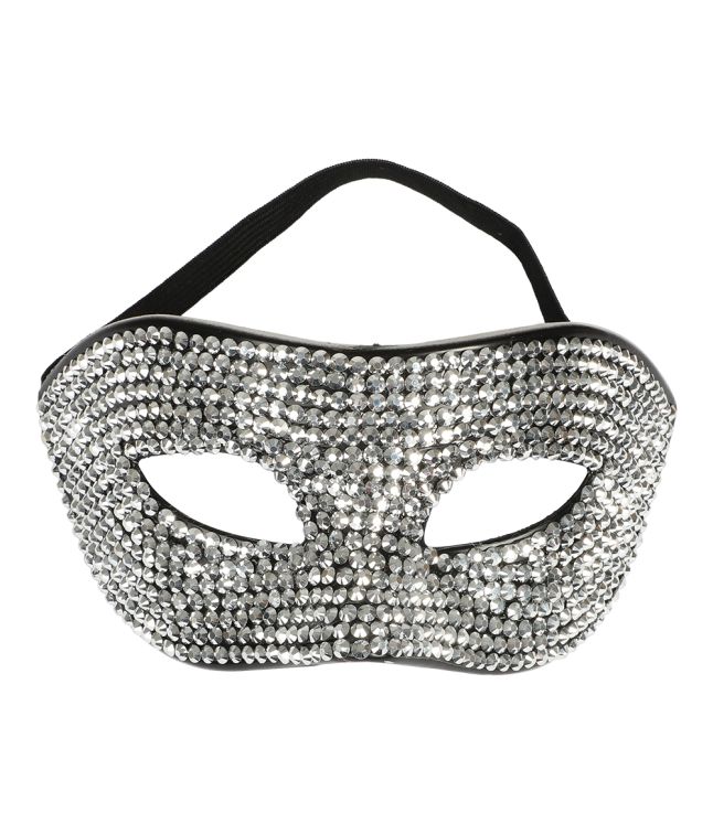 Sølv rhinsten halv maske