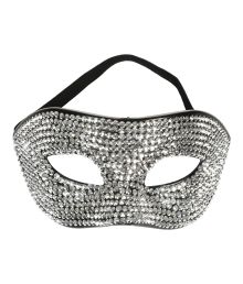Sølv rhinsten halv maske
