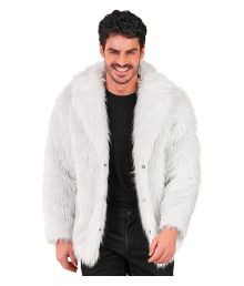 Vit pälsjacka i fuskpäls