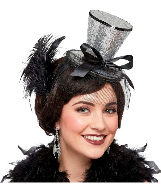 Glimmerhat sølv m/ hårbøjle