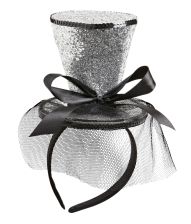 Glimmerhat sølv m/ hårbøjle