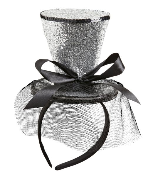 Glimmerhat sølv m/ hårbøjle