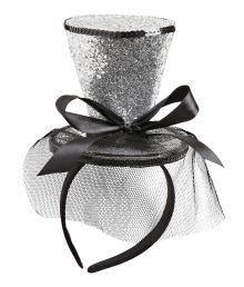 Glimmerhat sølv m/ hårbøjle