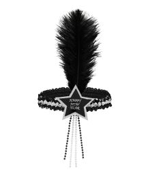 Hårband i silver med stjärna och fjädrar Happy New Year