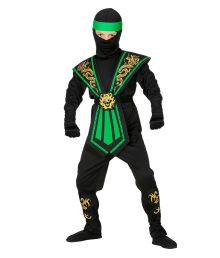 Grön kombat ninja maskeraddräkt
