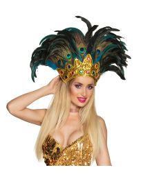 Tiara med påfågelfjädrar