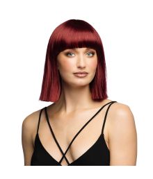 Burgundy lång pageperuk