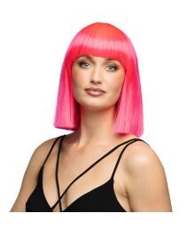 Hot pink lång pageperuk