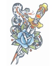 Tattoo, Snake / Dagger DF104