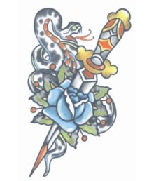Tattoo, Snake / Dagger DF104