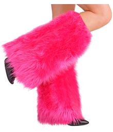 Neonrosa benvärmare i päls