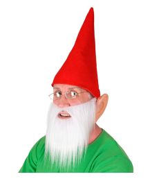 Röd alvhatt med skägg och öron