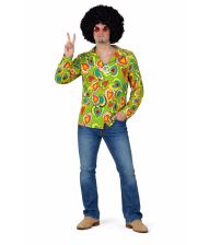 Flot grøn hippie skjorte med hjerter til mænd.