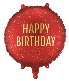 Röd Happy Birthday folieballong