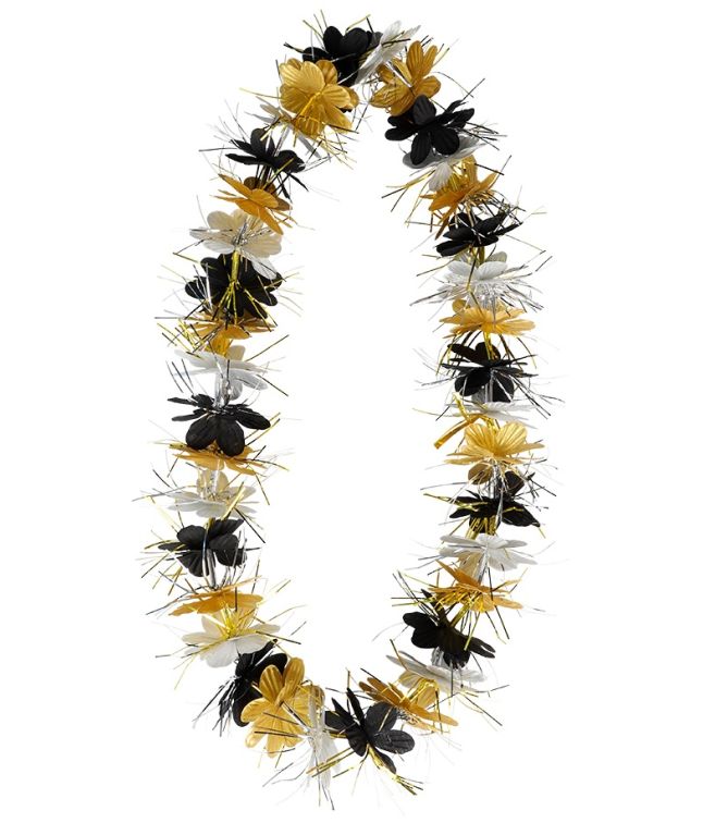 Hawaiikrans sølv guld sort