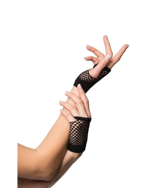 Sorte fingerløse nethandsker kort