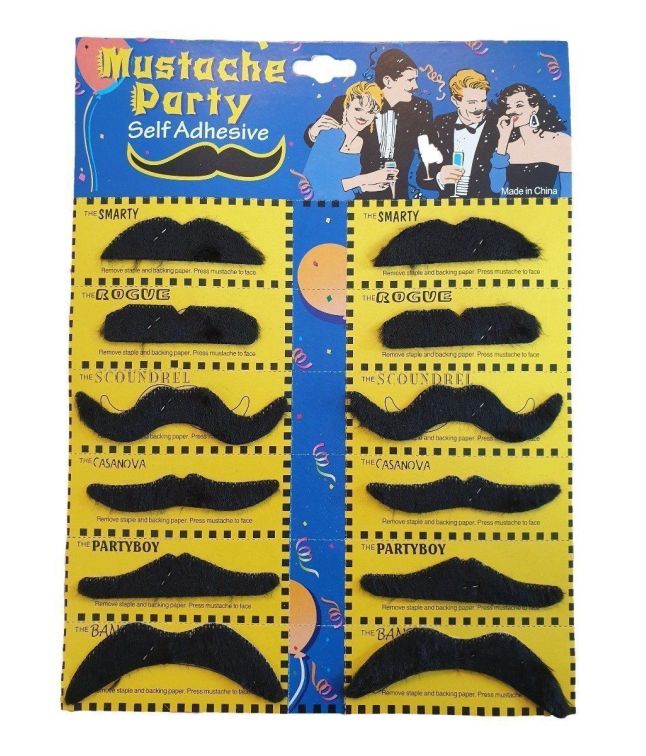 Overskæg sort 12 stk