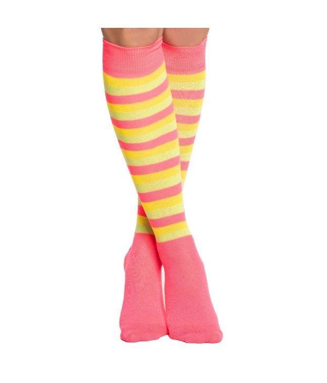 Strømper neon pink/gul/grøn