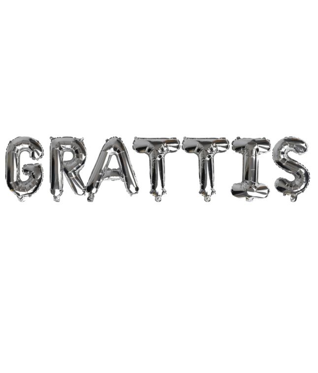 Grattis sølv folieballoner 40cm