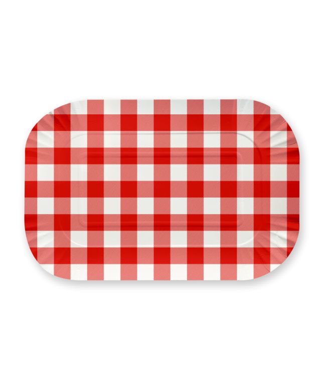 Paptallerken rødternet 2 stk