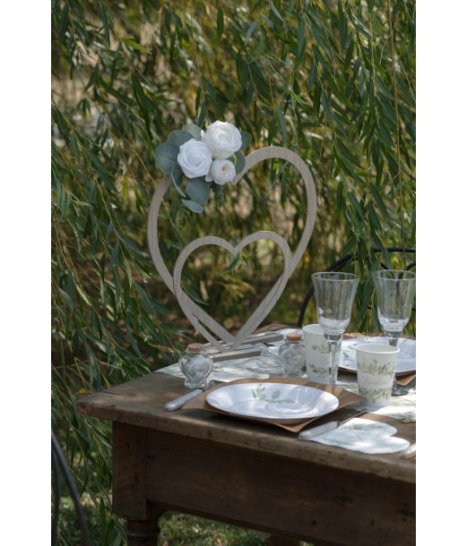 Hvid stor deko hjerte 39x4x37 cm 