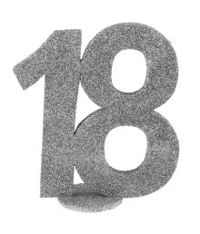 Borddekoration med silver glitter, 18 år