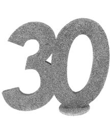 30 års bordsdekoration i silverglitter