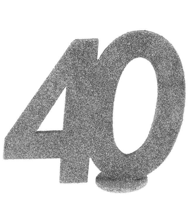 40 års bordsdekoration i silverglitter