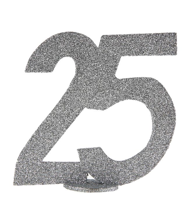 25 års bordsdekoration i silverglitter