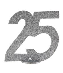 25 års bordsdekoration i silverglitter