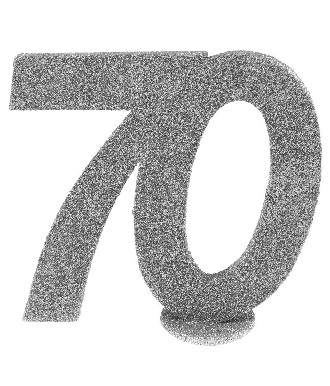 70 års bordsdekoration i silverglitter