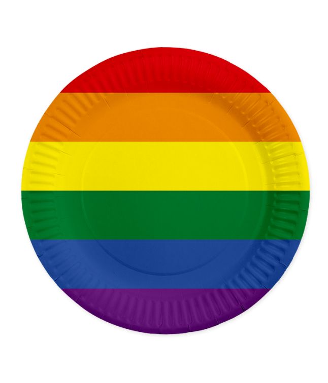 Paptallerken regnbue 8 stk