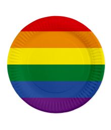 Paptallerken regnbue 8 stk