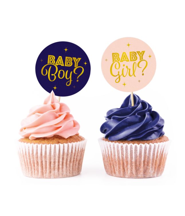 Gender reveal kagepynt 12 stk