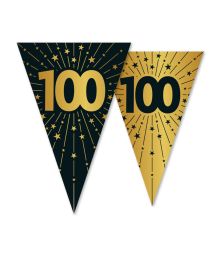Vimpelguirlande 100 sort/guld 10m