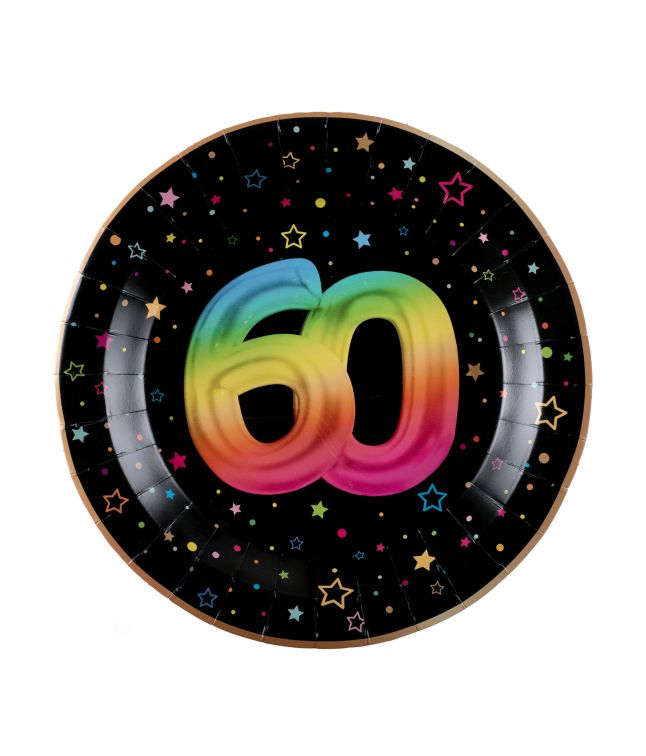 Sort paptallerken 60 år ø22,5 cm